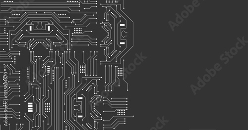 Abstract background with technology circuit board texture. Electronic motherboard illustration. Communication and engineering concept. Vector illustration