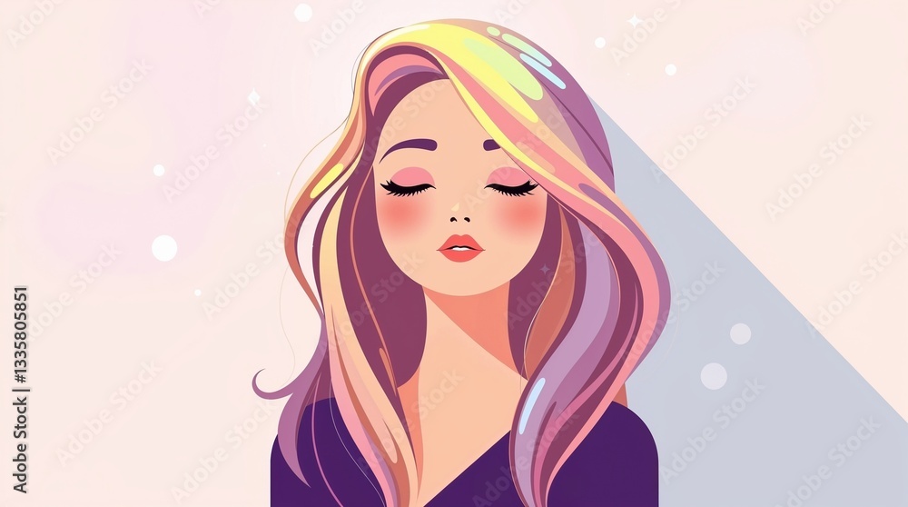 Girl with closed eyes expressing serenity against soft background Girl with closed eyes expressing serenity against soft background
