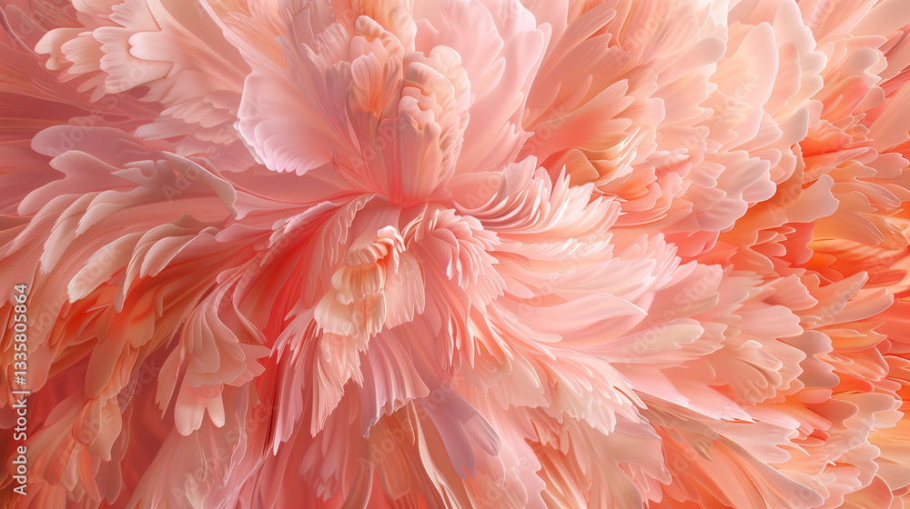 Close-up of an apricot peony with intricate petal textures in a dreamy setting Close-up of an apricot peony with intricate petal textures in a dreamy setting