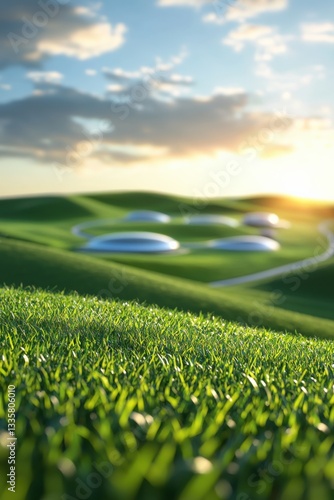 A futuristic energy facility with zero-emission technologies