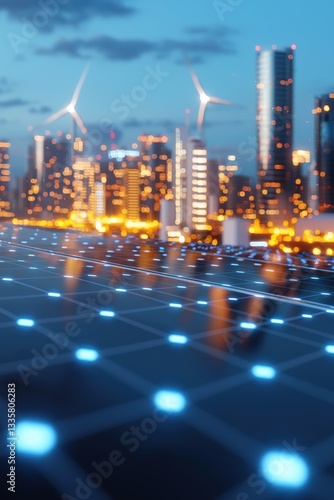 A futuristic energy facility with zero-emission technologies