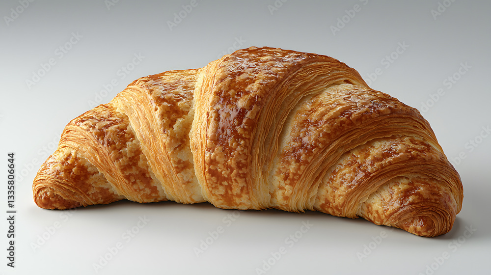 Golden Baked Croissant: A close-up shot captures the delightful details of a freshly baked croissant. Its golden. Golden Baked Croissant: A close-up shot captures the delightful details of a freshly baked croissant. Its golden.