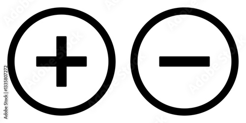 Plus minus circular element icon vector illustration. Add and remove round button icons