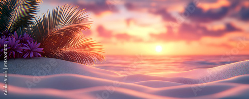 Sunset Beach 3D Render