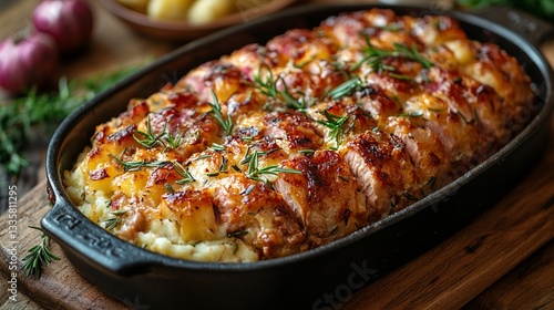 Wallpaper Mural Roasted pork loin with creamy mashed potatoes and rosemary. Torontodigital.ca