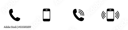 Phone, cell phone and smartphone call icon set