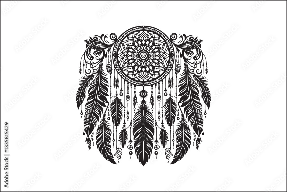 Fototapeta premium Intricate Dreamcatcher Mandala Set – Symbol of Protection & Spirituality