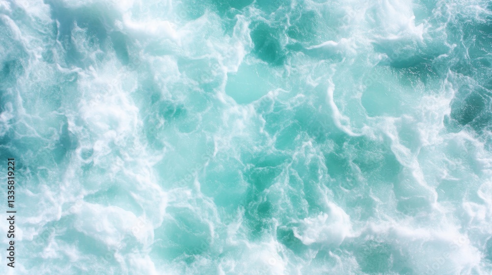 Obraz premium Turquoise water, textured surface. Ripples and foam