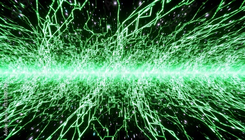 The animation features a mesmerizing display of white and green colored stripes seamlessly intertwining and forming abstract code lines