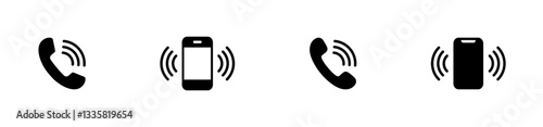 Phone, cell phone and smartphone call icon set