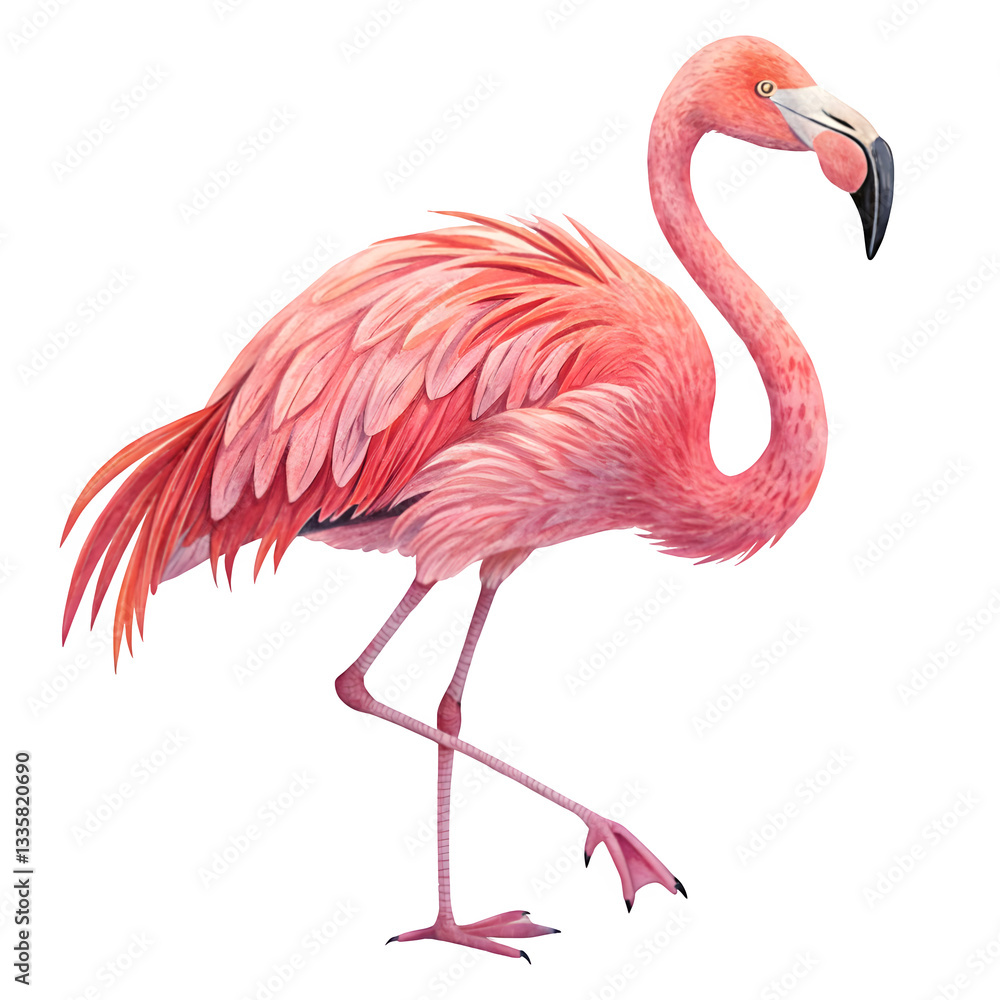 Obraz premium pink flamingo isolated on white