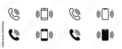 Phone, cell phone and smartphone call icon set