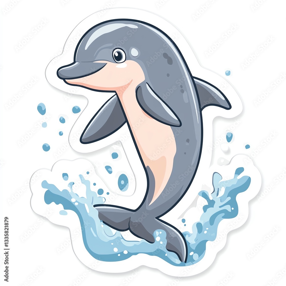 Naklejka premium A playful dolphin jumping out of the water, showcasing its grace and energy.