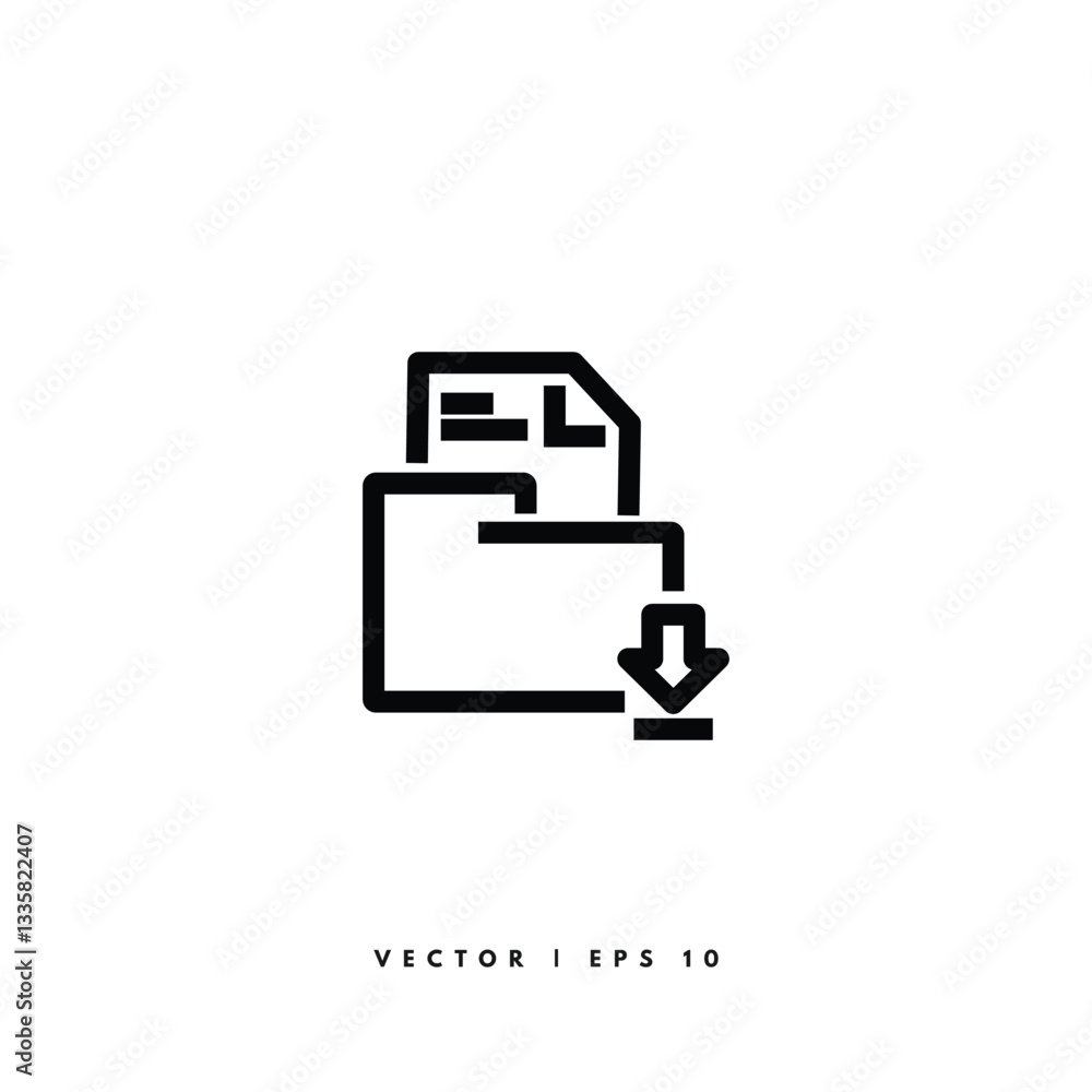 Document Download Icon. Editable Stroke Document Download Icon. Editable Stroke