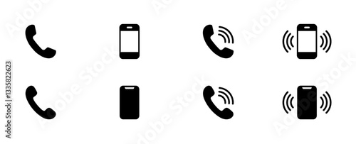 Phone, cell phone and smartphone call icon set