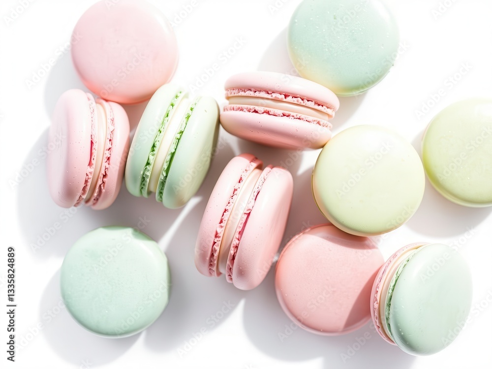 Fototapeta premium Pastel Macarons on White Background