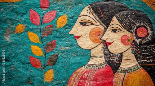 Colorful Indian Mural Art