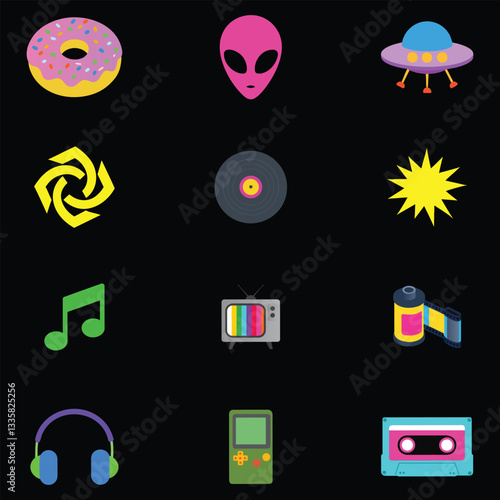 Old School 80s Vintage Vector Design Collection
