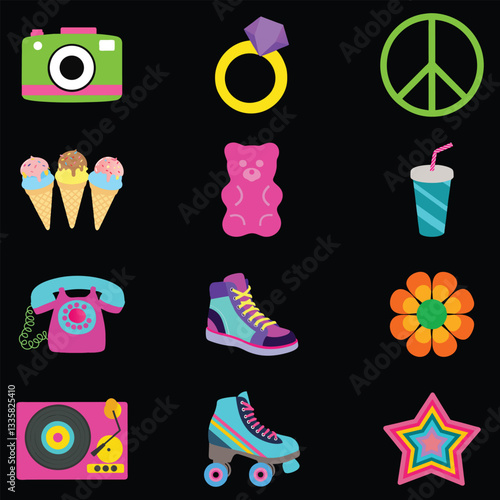 Old School 80s Vintage Vector Design Collection
