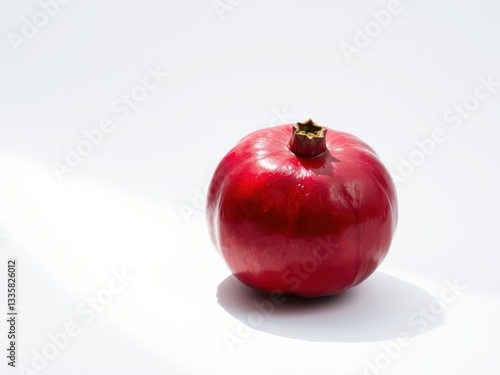 Red Pomegranate on White Background