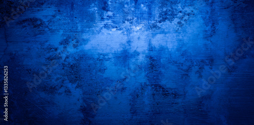 Abstract grunge background with copy space. Classic blue concrete wall. Texture for layout and graphic design.