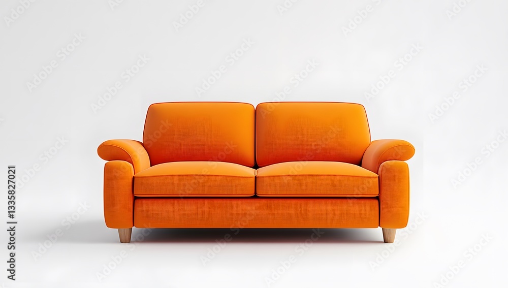 Fototapeta premium A vibrant orange modern loveseat on a white background