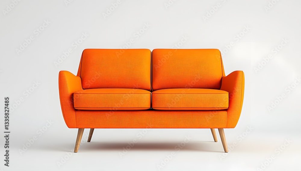 Fototapeta premium Bright Orange Modern Two Seater Sofa
