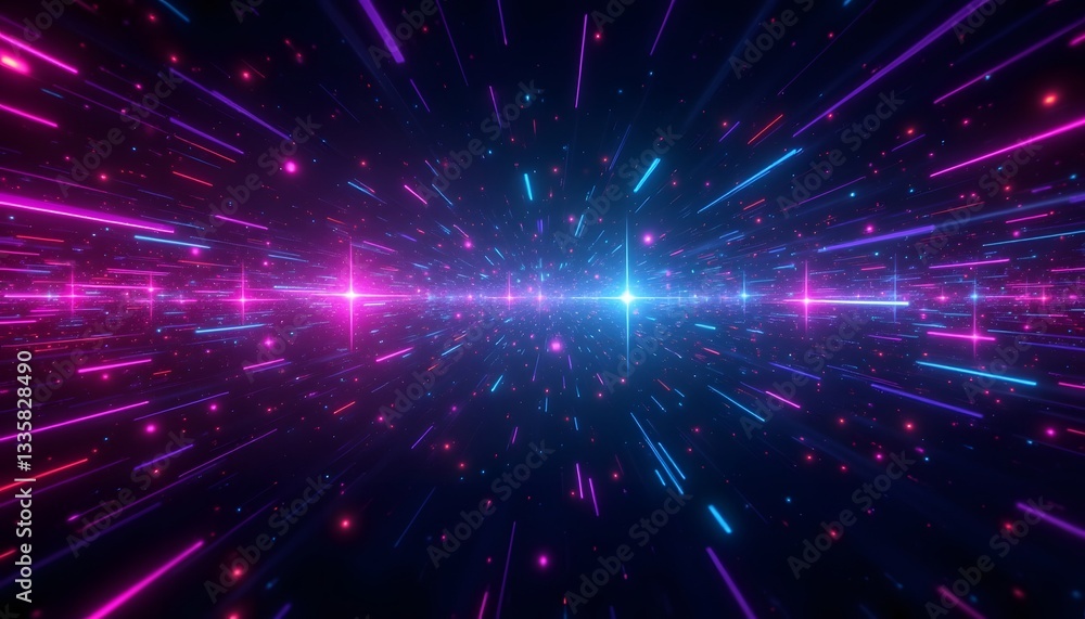 Obraz premium A futuristic and vibrant web background featuring abstract digital shapes and patterns that symbolize the integration of artificial intelligence technology into virtual environments.