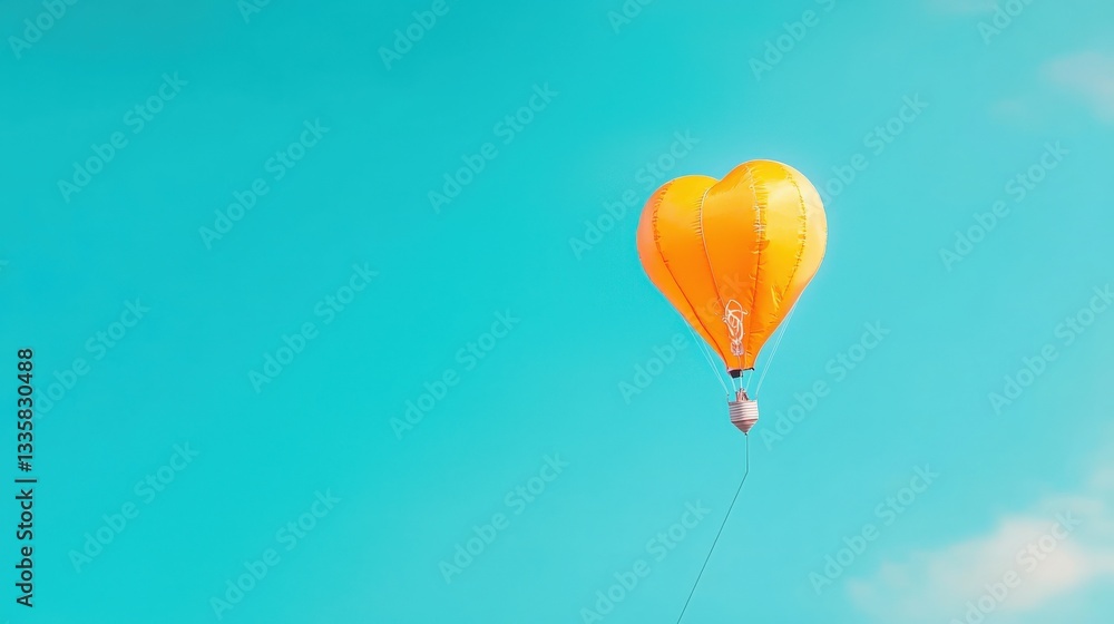 Obraz premium A kite with a light bulb design flying in the sky, symbolizing free-flowing creativity
