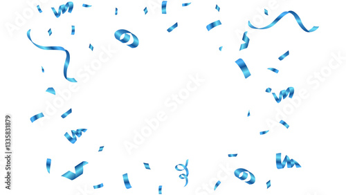 blue confetti and ribbon background vector