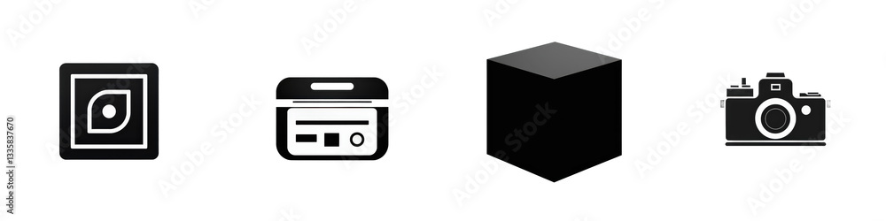 Digital camera icons on black isolated on white or transparent Digital camera icons on black isolated on white or transparent