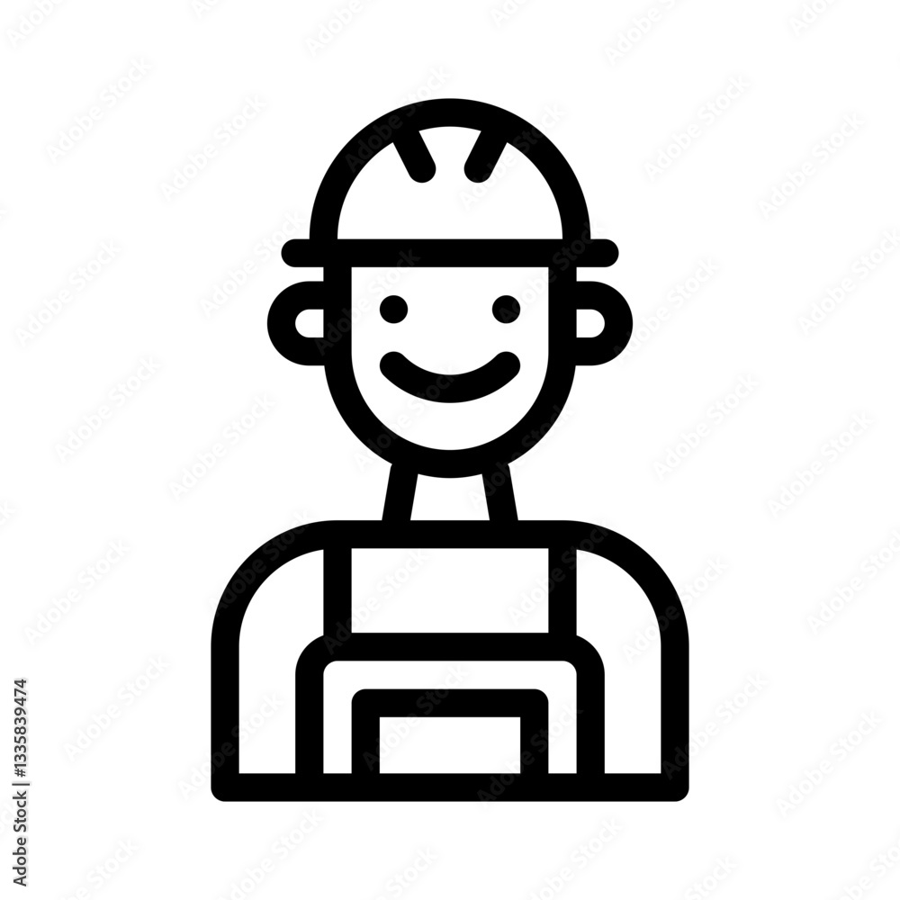 construction worker line icon