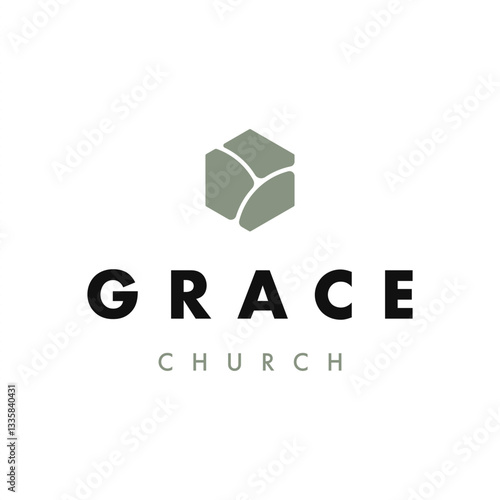 Church mosaic logo design template titled grace church
