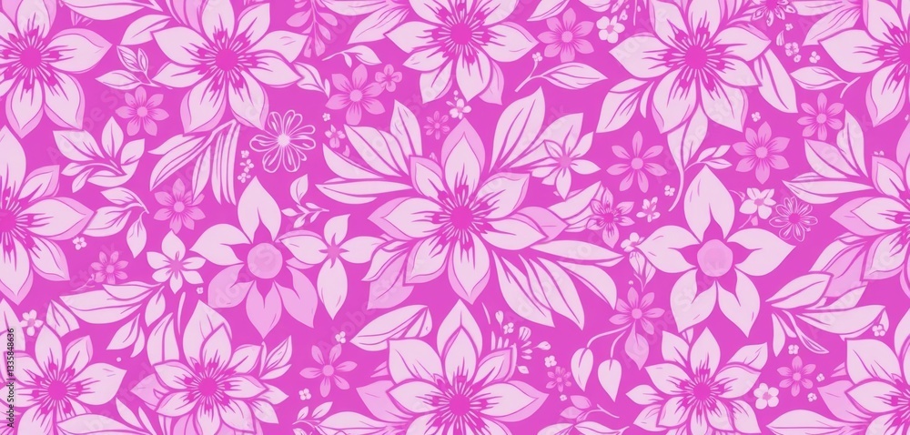 Fototapeta premium Intricate Thai floral pattern in lilac and purple hues, vector illustration, design, damask