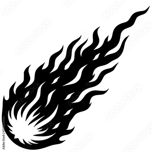 Fiery meteor silhouette