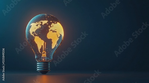 A light bulb with a glowing world map inside, emphasizing global innovation