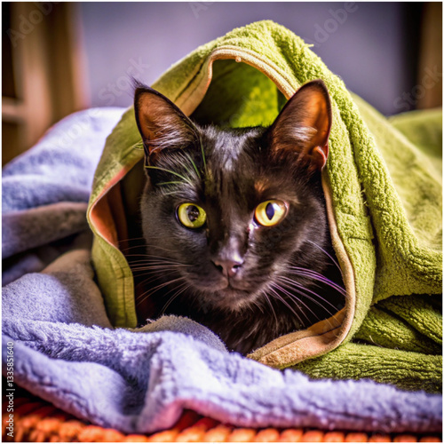 This humorous image of a black cat parity for National Lumpy Rug Day