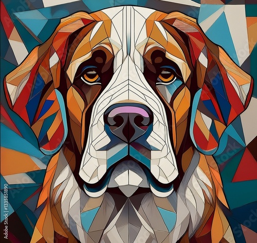 AI-generated Cubism illustration of a Dog