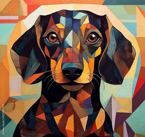 AI-generated Cubism illustration of a Dog