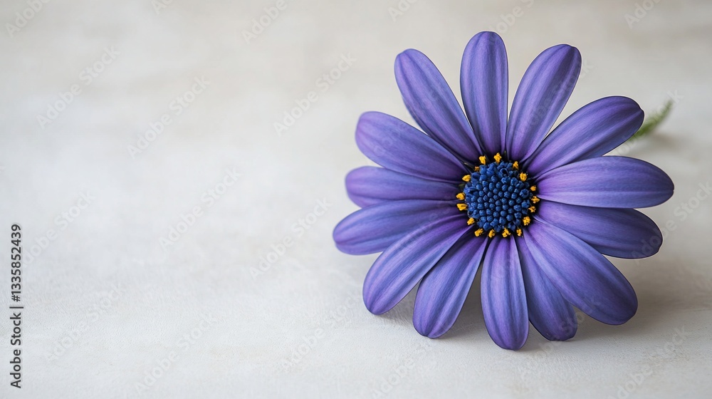 Striking Purple Osteospermum Flower with Vibrant Center on Neutral Background Striking Purple Osteospermum Flower with Vibrant Center on Neutral Background