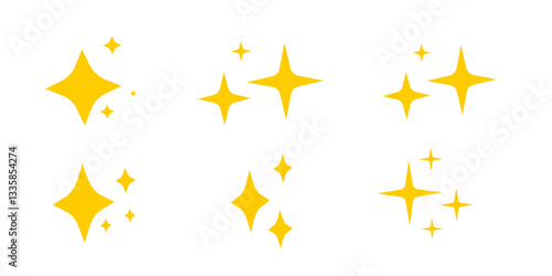 Collection of Sparkle and Twinkle Star Icons in Various Styles