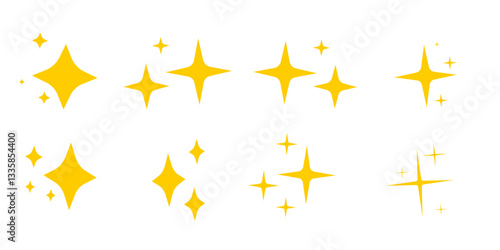 Collection of Sparkle and Twinkle Star Icons in Various Styles