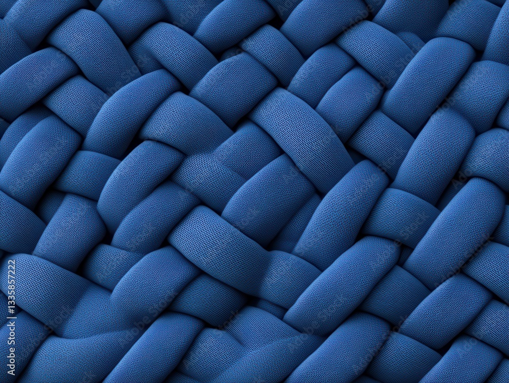 Obraz premium Close-up of a textured blue woven fabric showcasing intricate patterns and depth