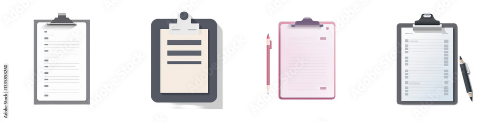 Collection of colorful clipboards on white background, ready to be used isolated on white or transparent Collection of colorful clipboards on white background, ready to be used isolated on white or transparent