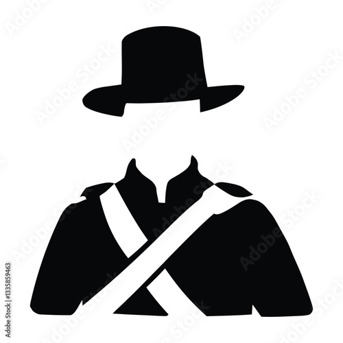 American Civil War reenactment Silhouette, Vector, Icon, Logo, White Background.