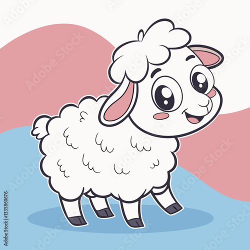 Wallpaper Mural Very Nice Cute Cartoon Sheep Smiling Torontodigital.ca