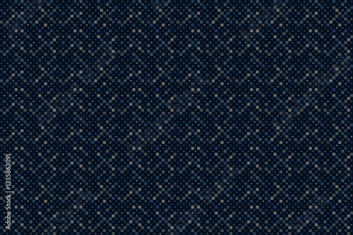 Seamless geometric pattern with mini and small square in blue and gray on dark blue background. Vector illustration, for masculine shirt lady dress cloth cover blank decoration 