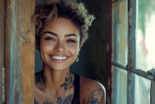 Short trim - highlighted hair. Gorgeous smiling mixed-race girl - for ads, marketing material ad and social internet ad use. Commercial ad campaign idea. Short hair style shoot. Colored girl. Free Download Short trim - highlighted hair. Gorgeous smiling mixed-race girl - for ads, marketing material ad and social internet ad use. Commercial ad campaign idea. Short hair style shoot. Colored girl. - GFXLoad