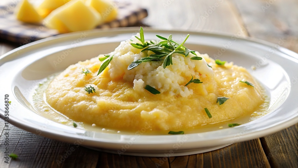 Creamy Polenta with Melted Butter and Parmesan Cheese Creamy Polenta with Melted Butter and Parmesan Cheese