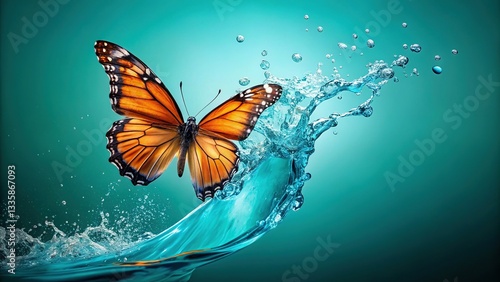 Dynamic Butterfly Dance Freeze Frame - Fresh Splash Effect Stock Photo